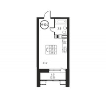 Планировка студии(квартира) площадью 29 квадратных метров в “ЖК Космос”