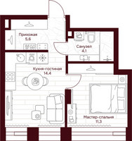 Планировка однокомнатной(квартира) площадью 35.4 квадратных метров в “ЖК Дом 7 Даниловский”