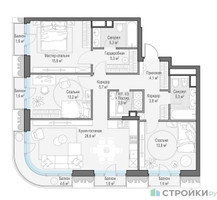 Планировка трехкомнатной(квартира) площадью 105.97 квадратных метров в “Квартал Тишинский Бульвар”