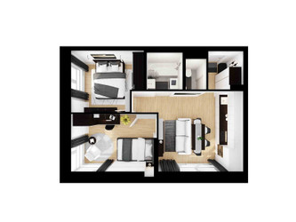 Планировка двухкомнатной(квартира) площадью 45.7 квадратных метров в ЖК “ЖК Руставели 14”