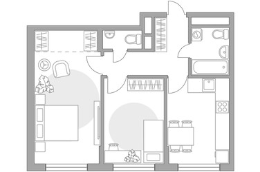 Планировка двухкомнатной(квартира) площадью 54.48 квадратных метров в ЖК “ЖК Императорские Мытищи”