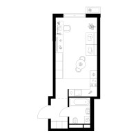 Планировка студии(квартира) площадью 28.6 квадратных метров в “Квартал Мит”