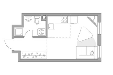 Планировка студии(квартира) площадью 27.65 квадратных метров в ЖК “ЖК Гранель Коломенское”