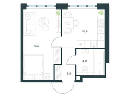 Планировка однокомнатной(квартира) площадью 35.7 квадратных метров в “ЖК Левел Южнопортовая”