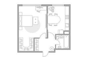 Планировка однокомнатной(квартира) площадью 41.9 квадратных метров в “ЖК Бригантина”