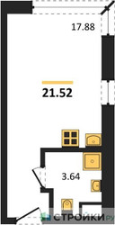 Планировка студии(квартира) площадью 21.52 квадратных метров в ЖК “ЖК Citimix (СитиМикс)”