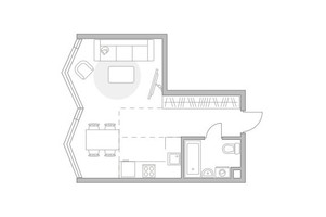 Планировка однокомнатной(квартира) площадью 37.59 квадратных метров в “ЖК Мневники от Гранель”