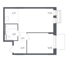 Планировка однокомнатной(квартира) площадью 40.87 квадратных метров в “ЖК Рублевский Квартал”