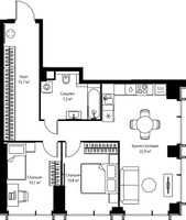 Планировка двухкомнатной(квартира) площадью 66.7 квадратных метров в “ЖК Веер”
