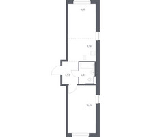 Планировка однокомнатной(квартира) площадью 43.5 квадратных метров в “ЖК Новое Внуково”