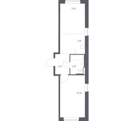 Планировка однокомнатной(квартира) площадью 43.5 квадратных метров в ЖК “ЖК Новое Внуково”