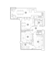 Планировка трехкомнатной(квартира) площадью 65 квадратных метров в “ЖК ВЭРИ на Миклухо-Маклая”