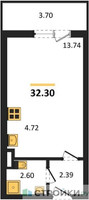 Планировка студии(квартира) площадью 32.3 квадратных метров в “ЖК Первый Зеленоградский”