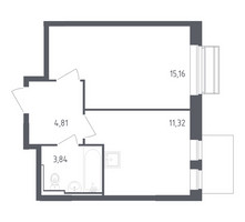 Планировка однокомнатной(квартира) площадью 35.13 квадратных метров в “ЖК Рублевский Квартал”
