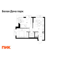 Планировка двухкомнатной(квартира) площадью 49.2 квадратных метров в “ЖК Белая Дача парк”