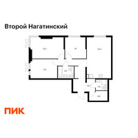 Планировка трехкомнатной(квартира) площадью 82.8 квадратных метров в “ЖК Второй Нагатинский”