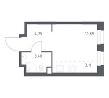 Планировка студии(квартира) площадью 22.23 квадратных метров в “ЖК ЭкоБунино (Южное Бунино)”