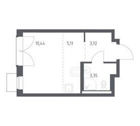 Планировка студии(квартира) площадью 22.62 квадратных метров в ЖК “ЖК Квартал Западный”