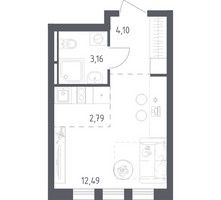 Планировка студии(квартира) площадью 22.54 квадратных метров в “ЖК Остафьево”