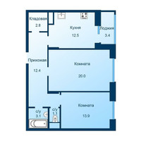 Планировка двухкомнатной(квартира) площадью 67.5 квадратных метров в “ЖК Эдельвейс (Первомайское)”