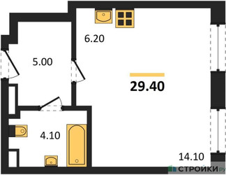 Планировка студии(квартира) площадью 29.4 квадратных метров в ЖК “ЖК Адмирал”
