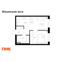 Планировка однокомнатной(квартира) площадью 37.36 квадратных метров в “ЖК Ильинские луга”