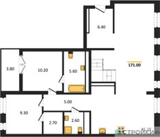 Планировка двухкомнатной(квартира) площадью 171 квадратных метров в “ЖК Первый квартал”