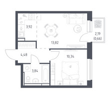 Планировка однокомнатной(квартира) площадью 37.06 квадратных метров в “ЖК Новое Видное”