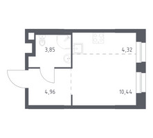 Планировка студии(квартира) площадью 23.57 квадратных метров в “ЖК ЭкоБунино (Южное Бунино)”