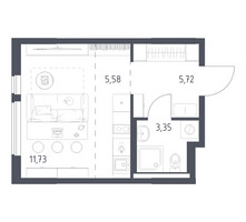 Планировка студии(квартира) площадью 26.38 квадратных метров в “ЖК Горки Парк”