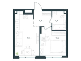 Планировка однокомнатной(квартира) площадью 37.7 квадратных метров в “ЖК Level Лесной”