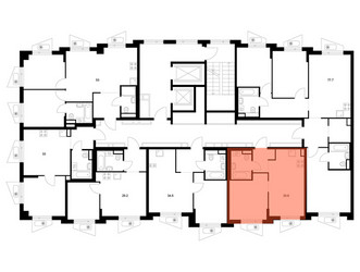 Планировка однокомнатной(квартира) площадью 33.6 квадратных метров в ЖК “ЖК Онежский вал”
