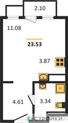 Планировка студии(квартира) площадью 23.5 квадратных метров в ЖК “ЖК Горки Парк”