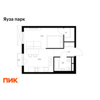 Планировка однокомнатной(квартира) площадью 32.2 квадратных метров в “ЖК Яуза Парк (Мытищи)”