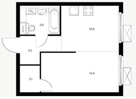 Планировка однокомнатной(квартира) площадью 32.2 квадратных метров в “ЖК Сигнальный 16”