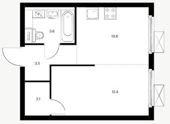 Планировка однокомнатной(квартира) площадью 32.2 квадратных метров в ЖК “ЖК Сигнальный 16”
