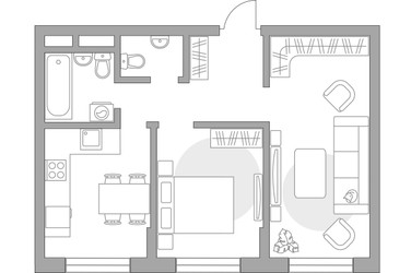Планировка двухкомнатной(квартира) площадью 49.76 квадратных метров в ЖК “ЖК Живописный”