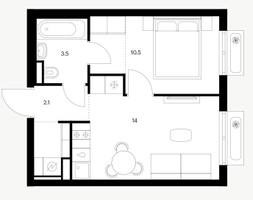 Планировка однокомнатной(квартира) площадью 32.4 квадратных метров в “ЖК Восточное Бутово”