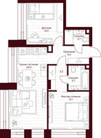 Планировка двухкомнатной(квартира) площадью 62.1 квадратных метров в “ЖК Дом 7 Даниловский”