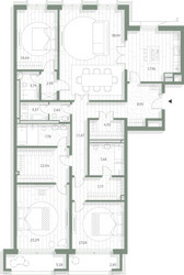 Планировка трехкомнатной(квартира) площадью 193.96 квадратных метров в ЖК “Фамильный дом Люче”