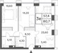 Планировка трехкомнатной(квартира) площадью 80.7 квадратных метров в “ЖК Will Towers (Вилл Тауэрс)”