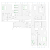 Планировка 4+ комнатной(квартира) площадью 240 квадратных метров в “Клубный дом Дуо”