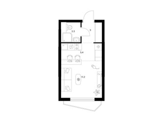 Планировка студии(квартира) площадью 21.9 квадратных метров в ЖК “ЖК Мичуринский Парк”