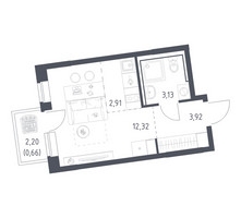 Планировка студии(квартира) площадью 22.94 квадратных метров в “ЖК Подольские кварталы”