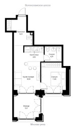 Планировка однокомнатной(квартира) площадью 54.89 квадратных метров в ЖК “ЖК City bay (Сити Бэй)”