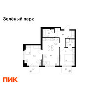 Планировка двухкомнатной(квартира) площадью 60.2 квадратных метров в “ЖК Зеленый парк”