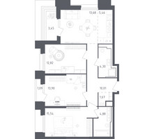 Планировка трехкомнатной(апартаменты) площадью 86.8 квадратных метров в “ЖК Скай Спутник”