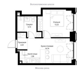 Планировка однокомнатной(квартира) площадью 36.3 квадратных метров в ЖК “ЖК City bay (Сити Бэй)”