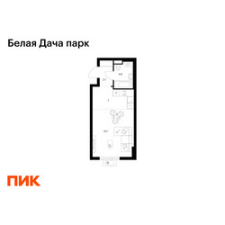 Планировка студии(квартира) площадью 29.3 квадратных метров в ЖК “ЖК Белая Дача парк”