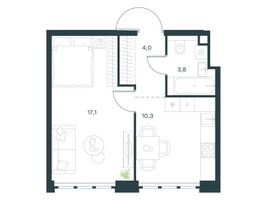 Планировка однокомнатной(квартира) площадью 35.2 квадратных метров в “ЖК Level Южнопортовая”
